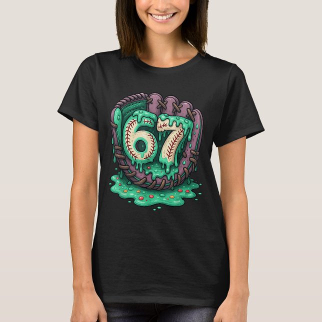 67 Ice Cream Drip Funny Six Seven Baseball  T-Shirt (Vorderseite)