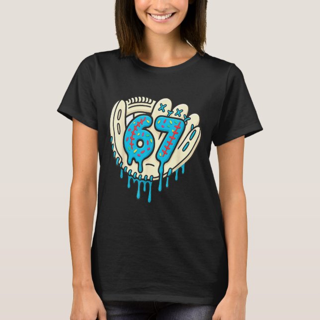 67 Ice Cream Drip Funny Six Seven Baseball  T-Shirt (Vorderseite)