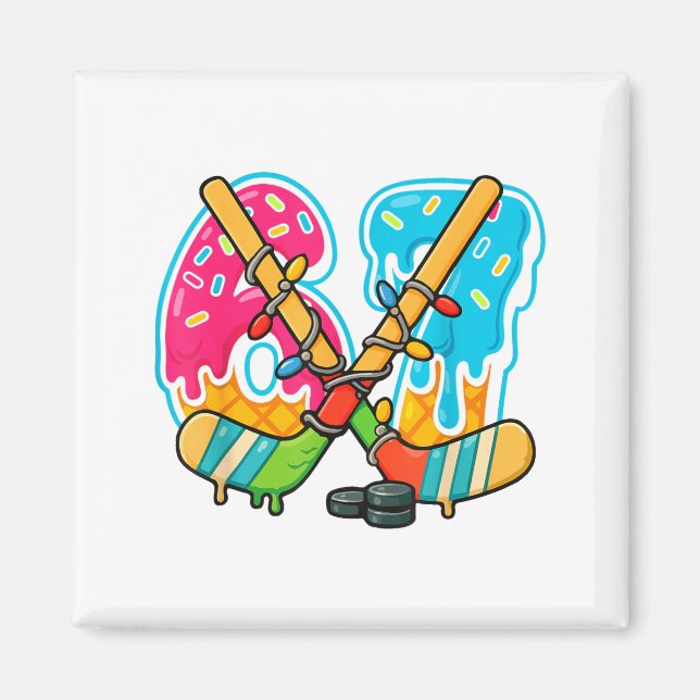 67 Ice Cream Drip Hockey Christmas Light  Magnet (Vorne)