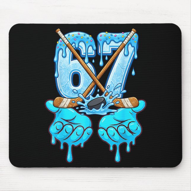 67 Ice Cream Drip Hockey Gen Alpha Slang Six Seven Mousepad (Vorne)