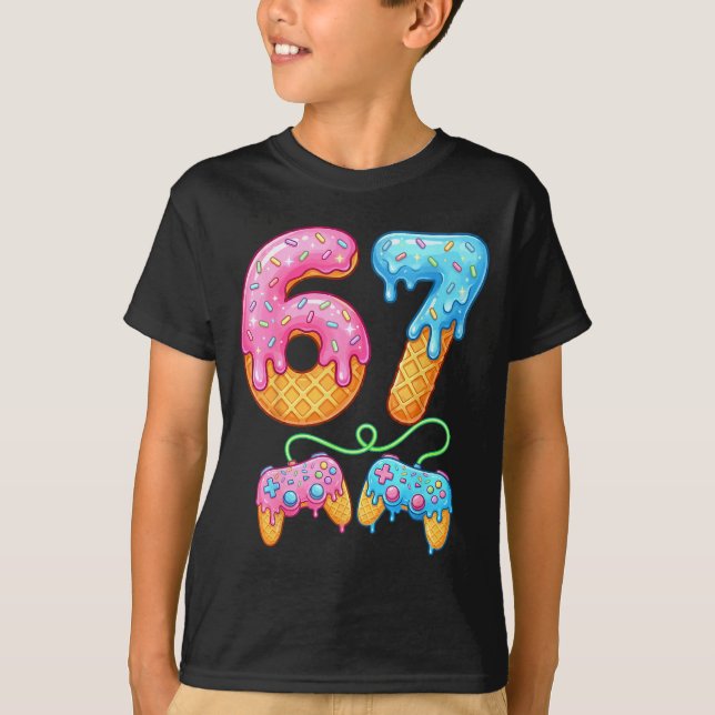 67 Ice Cream Drip Meme Gamer Six Seven Gen Alpha S T-Shirt (Vorderseite)
