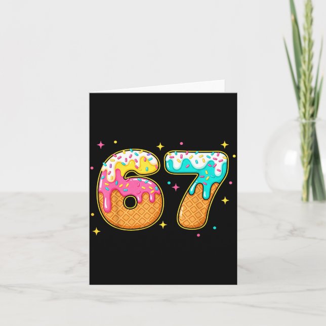 67 Ice Cream Drip Meme Six Seven Gen Alpha Slang  Karte (Vorderseite)