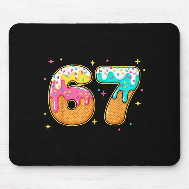 67 Ice Cream Drip Meme Six Seven Gen Alpha Slang  Mousepad (Vorne)
