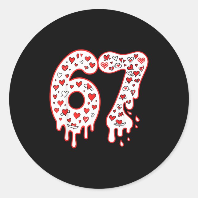 67 Ice Cream Drip Meme Six Seven Gen Alpha Valenti Runder Aufkleber (Vorderseite)