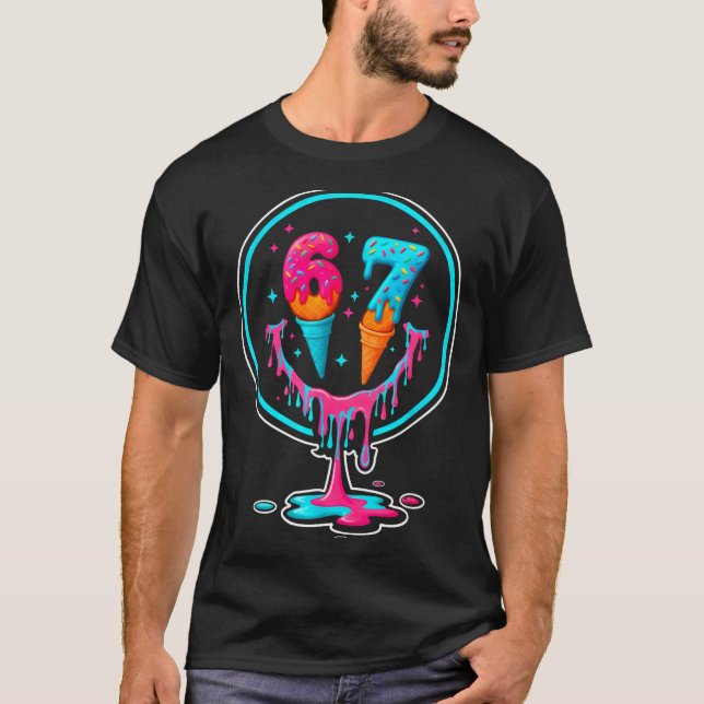 67 Ice Cream Drip Number 67 Player 67th Birthday  T-Shirt (Vorderseite)