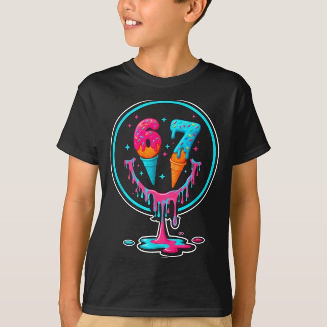 67 Ice Cream Drip Number 67 Player 67th Birthday  T-Shirt (Vorderseite)