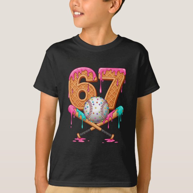 67 Ice Cream Drip Sell Number 67 Player 67th Birth T-Shirt (Vorderseite)