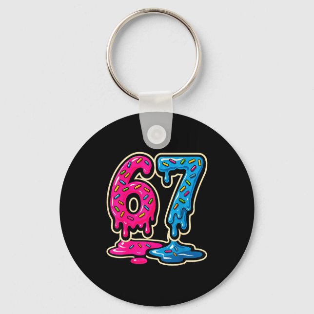 67 Ice Cream Meme Six Seven  Schlüsselanhänger (Vorderseite)