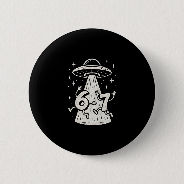67 Internet Meme UFO Sechs Sieben Viraler Trend Ge Button (Vorderseite)