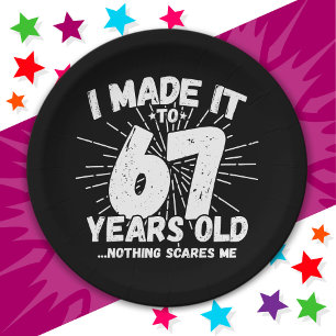 67 Jahre alt Sarcastic Meme Funny 67. Geburtstag Pappteller