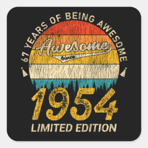 67 Jahre alt Tag 1954 Phantastisch seit 67. Geburt Quadratischer Aufkleber