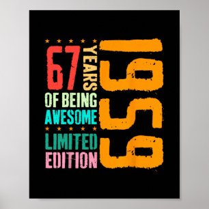 67 Jahre alte Geburtstagsdekorationen 1959 67. Geb Poster