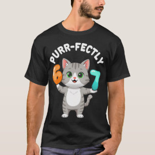 67 Katzenwitz Six Seven Meme Gen Alpha Z Humor Pur T-Shirt