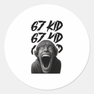67 Kind 67 Meme Sechs Sieben 6-7 Lustiger Internet Runder Aufkleber