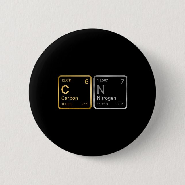 67 Kohlenstoff Stickstoff Wissenschaft Chemie Peri Button (Vorderseite)