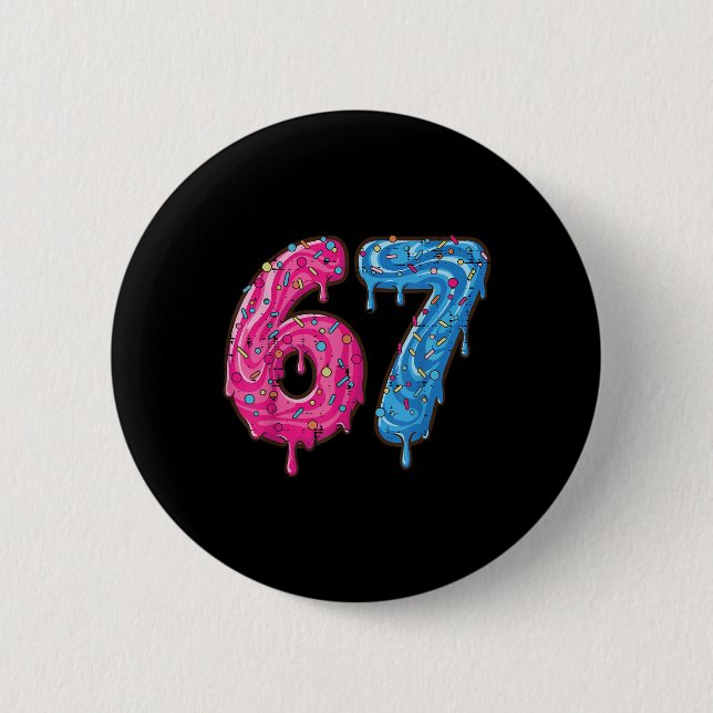 67 Kostüm Six Seven Meme Nummer 6 7 darauf Jugend  Button (Vorderseite)