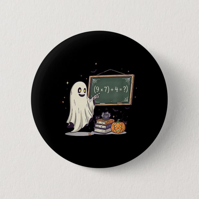 67 Lehrer Halloween Geist Sechs Sieben Meme Mathe  Button (Vorderseite)