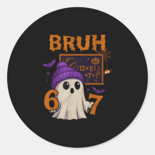 67 Lehrer Halloween Geist Sechs Sieben Meme Mathe Runder Aufkleber