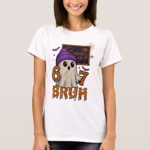 67 Lehrer Halloween Geist Sechs Sieben Meme Mathe  T-Shirt