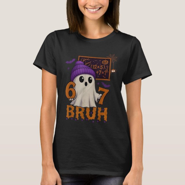 67 Lehrer Halloween Geist Sechs Sieben Meme Mathe  T-Shirt (Vorderseite)