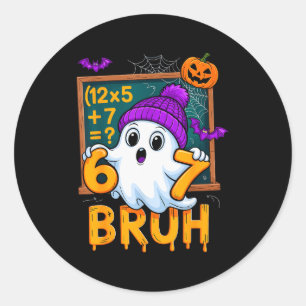 67 Lehrer Halloween Geist Six Seven Meme Mathe Hum Runder Aufkleber