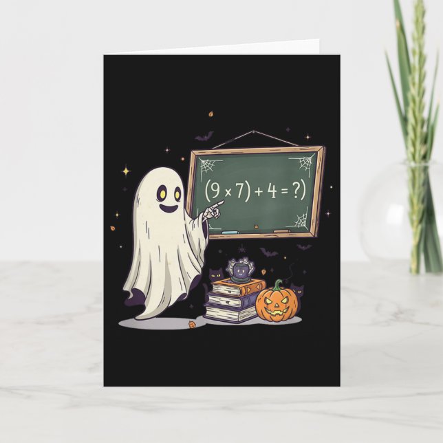 67 Lehrer Halloween Geist Six Seven Meme Mathe-Wit Karte (Vorderseite)