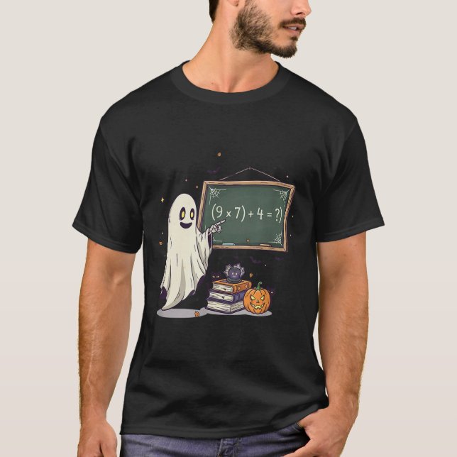 67 Lehrer Halloween Geist Six Seven Meme Mathe-Wit T-Shirt (Vorderseite)