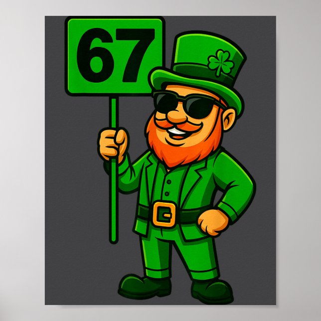 67 Leprechaun Six Seven Gen Meme Lucky Vibes St Pa Poster (Vorne)