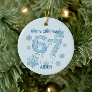 67 Lustige 6 7 Sechs Sieben Personalisiertes Weihn Keramik Ornament