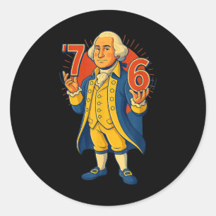 67 lustige George-Washington-Meme Six Seven Gen Al Runder Aufkleber