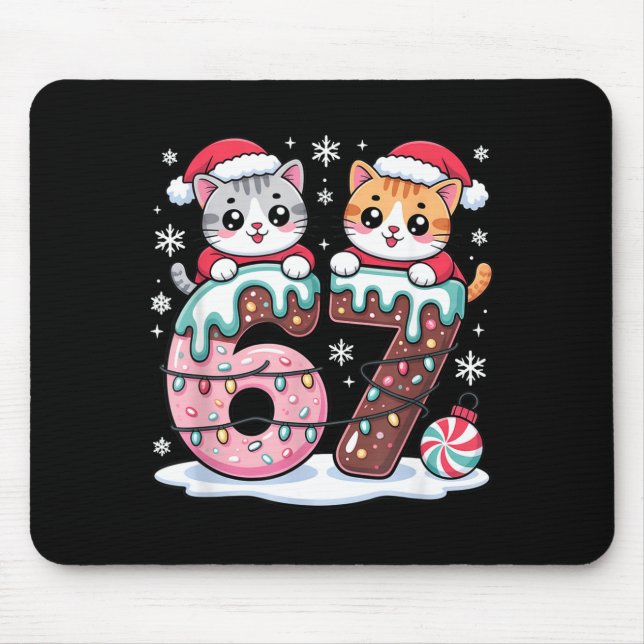 67 lustige Meme Kawaii Katzen Weihnachten Eiscreme Mousepad (Vorne)