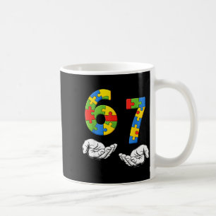 67 lustige sechs sieben Gen Meme Autismus-Bewussts Kaffeetasse