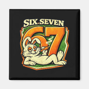 67 Lustige Six Seven Kaninchen raucht Ostern Meme Magnet