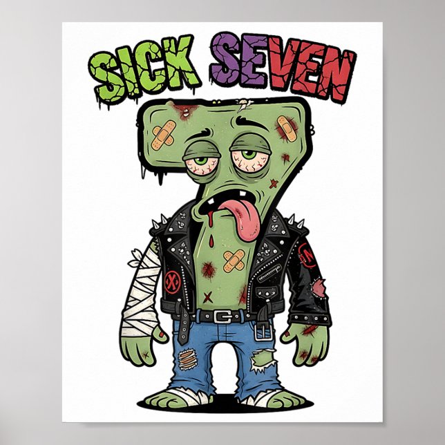 67 Lustiger Zombie Six Seven Humor Meme Brainrot K Poster (Vorne)