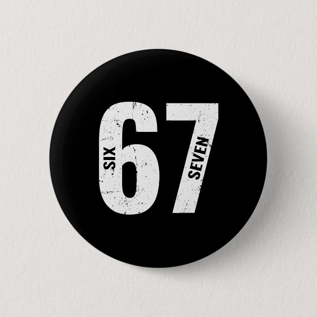 67 Lustiges Meme Sechs Sieben Retro  Button (Vorderseite)