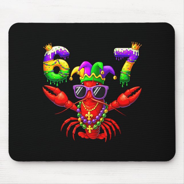 67 Mardi Gras Crawfish Beads Six Seven Carnival Bo Mousepad (Vorne)
