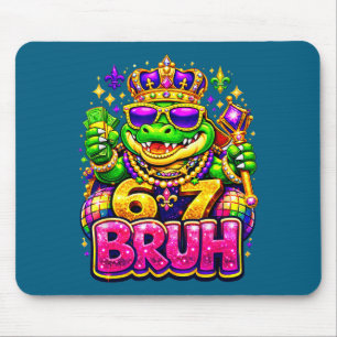67 Mardi Gras Party Alligator Grafik Kunst Mousepad