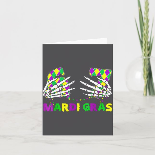 67 Mardi Gras Skeleton Hands Fleur De Lis 6 7 Meme Karte (Vorderseite)