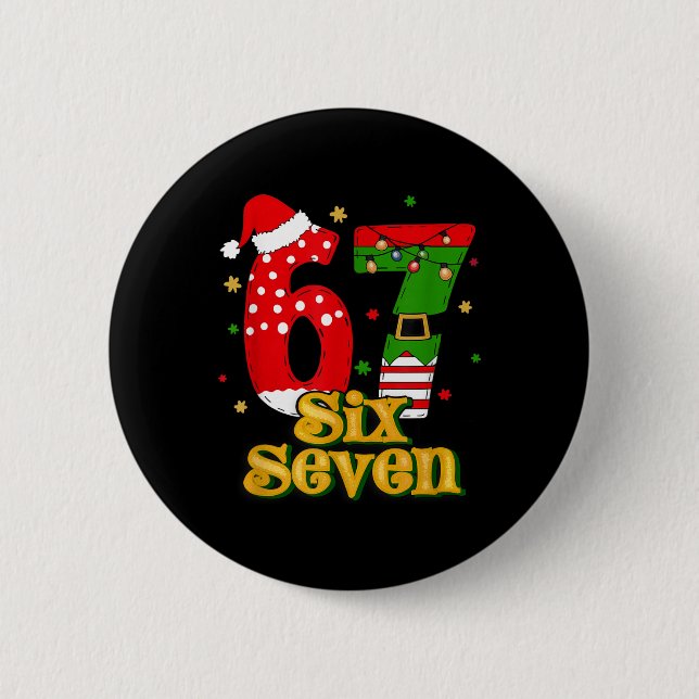 67 Mas Meme Candy Cane Six Seven Kinder Männer Fra Button (Vorderseite)