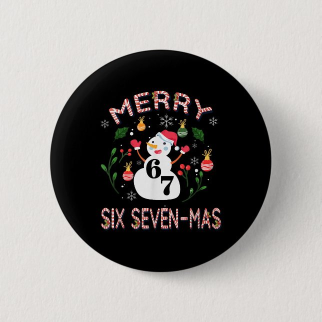 67 Mas Meme Candy Cane Six Seven Kinder Männer Fra Button (Vorderseite)