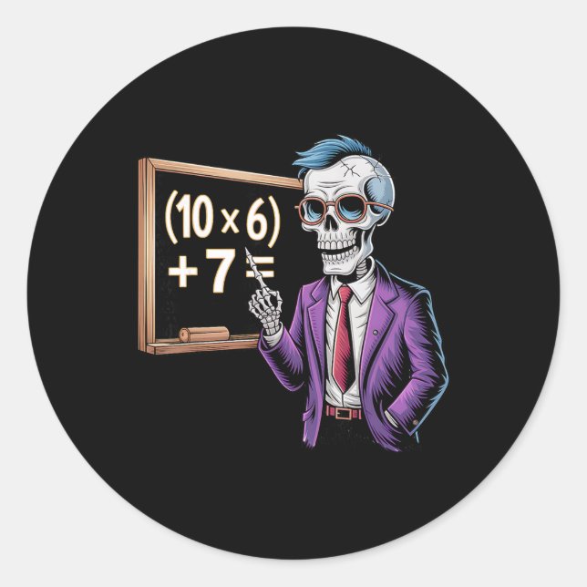 67 Math Teacher Meme Brainrot Six Seven Halloween  Runder Aufkleber (Vorderseite)