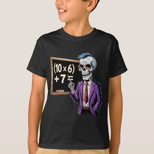 67 Math Teacher Meme Brainrot Six Seven Halloween  T-Shirt (Vorderseite)