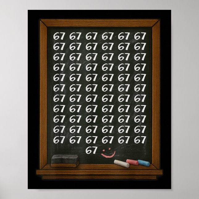67 Math Teacher Overload Six Seven Brainrot Meme C Poster (Vorne)