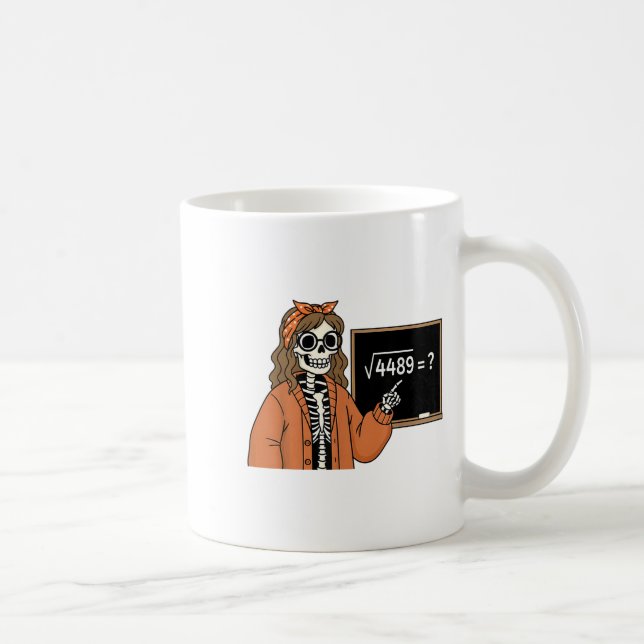 67 Math Teacher Skeleton Halloween Root 4489 Messy Kaffeetasse (Rechts)