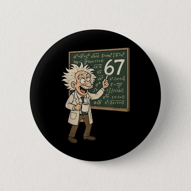 67 Mathe-Meme Lustiger Professor Genie Tafel  Button (Vorderseite)
