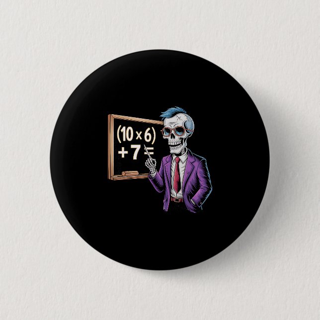 67 Mathelehrer Meme Brainrot Sechs Sieben Hallowee Button (Vorderseite)