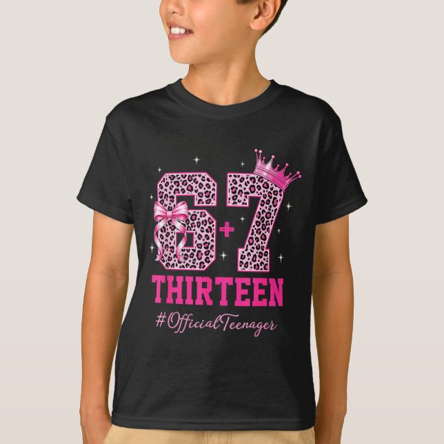 67 Meme 13th Birthday Girl Leopard Nk Bow Cute Tee (Vorderseite)