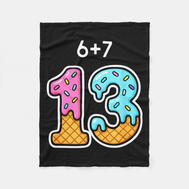67 Meme 13th Birthday Icecream Cone Cute Teen Girl Fleecedecke (Vorderseite)