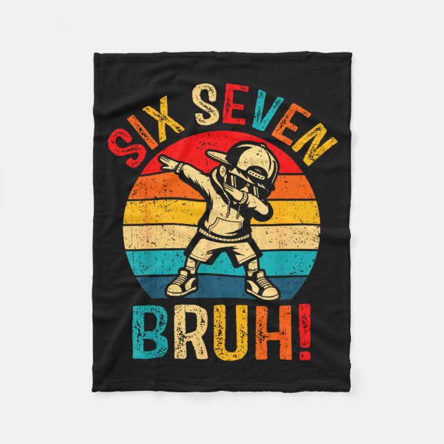 67 Meme 6 7 Numbers Boys Six Seven Bruh Dabbing Bo Fleecedecke (Vorderseite)