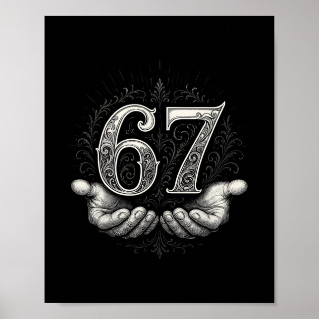 67 Meme 6 7 Sechs Sieben Hände Lustiger Gen-Alpha- Poster (Vorne)
